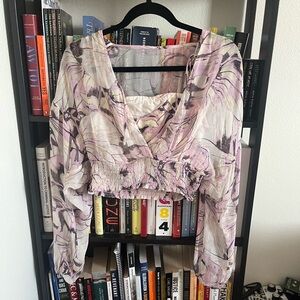 Anthropologie sheer peasant top